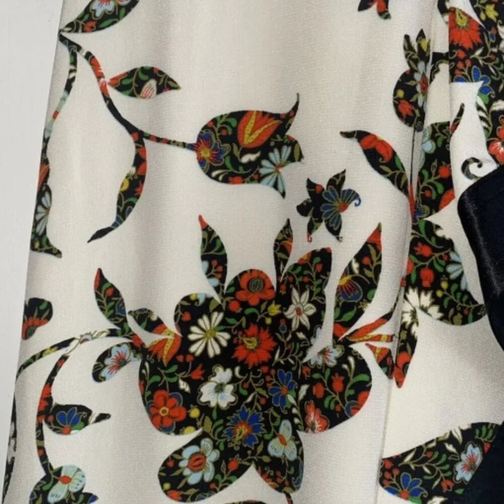 NWOT Tory Burch New Ivory Sacred Floral Silk Printed Wrap Dress XS $798